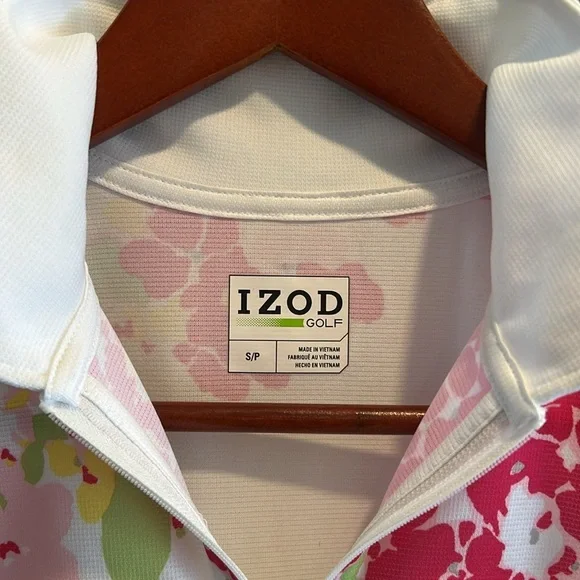 Izod Golf Sleeveless Polo Zip Floral Colorful Size Small - Picture 2 of 9